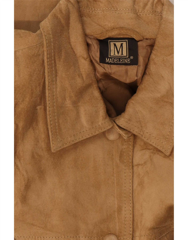 Giacca in pelle scamosciata da donna Madeleine UK 14 grande in pelle beige