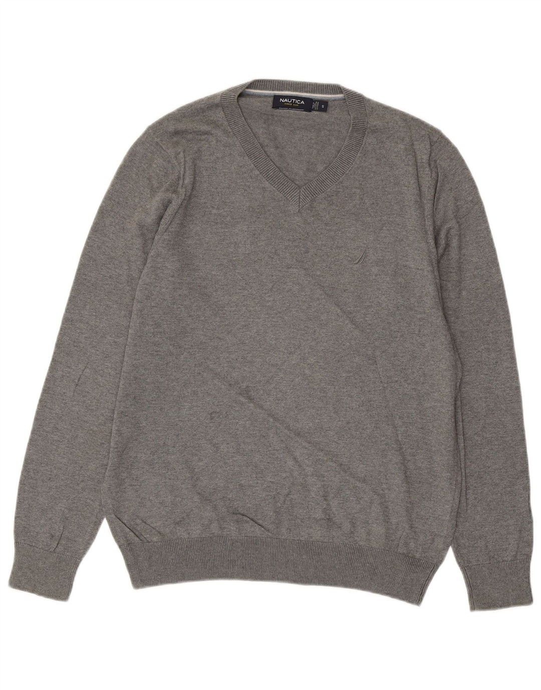 NAUTICA Maglione da uomo con scollo a V piccolo cotone grigio