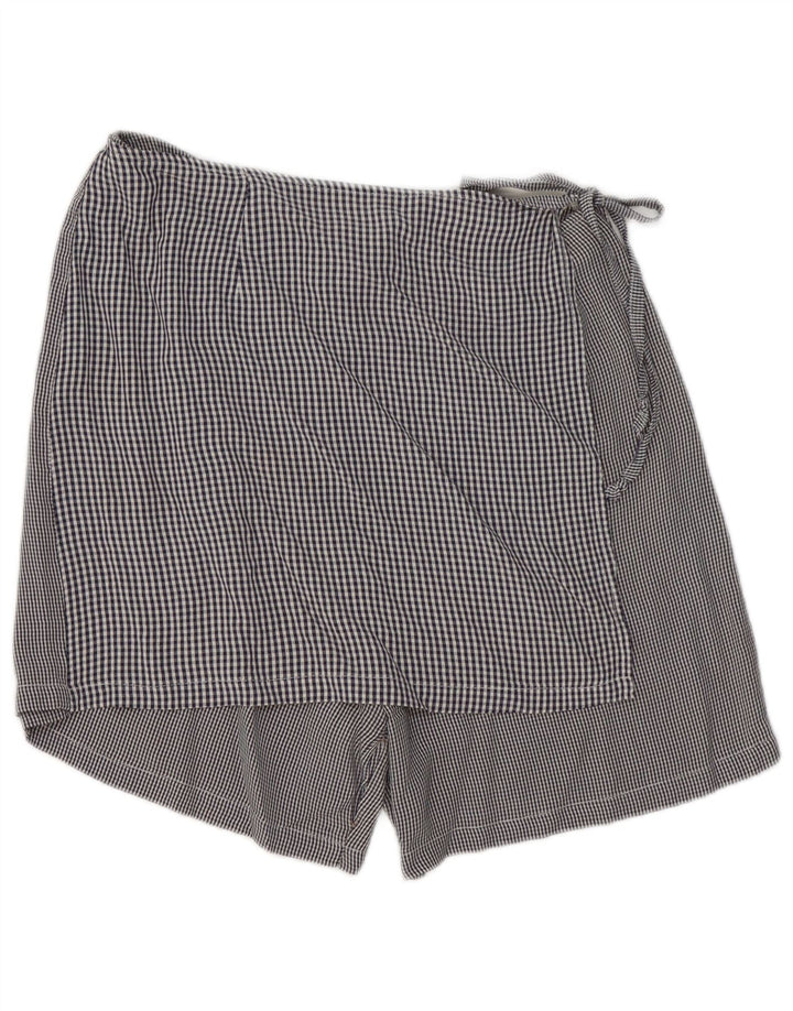 Gonna vintage da donna IT 46 grande W28 a quadretti neri in rayon