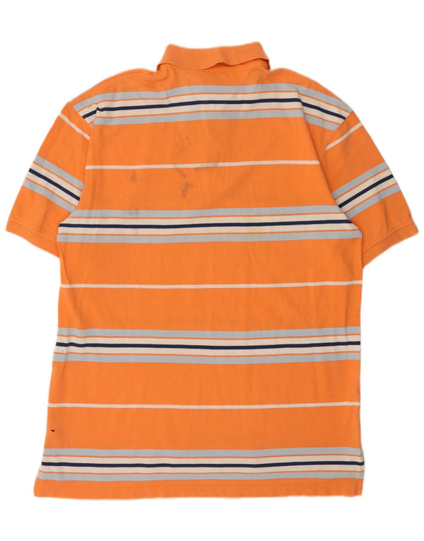 Polo da uomo Tommy Hilfiger XL in cotone a righe arancioni