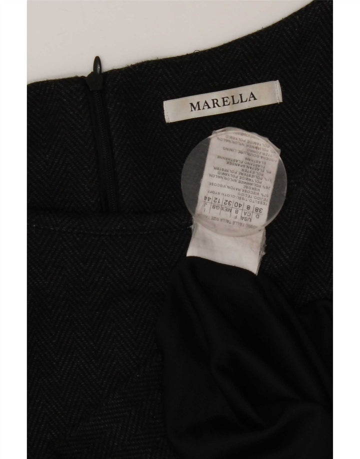 Abito tubino a maniche lunghe da donna Marella UK 12 Grigio medio a spina di pesce