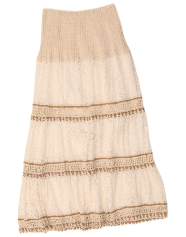 Gonna lunga a strati da donna vintage W26 piccola a righe bianche