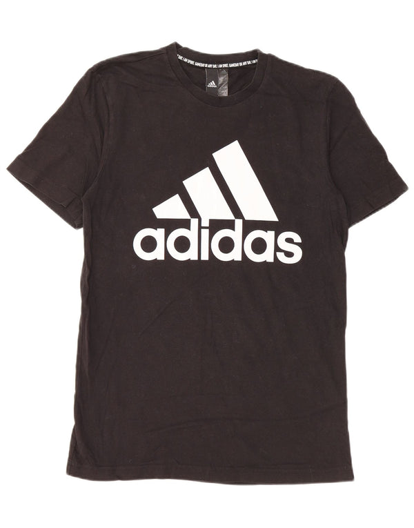 T-shirt grafica da uomo Adidas Top piccola in cotone nero