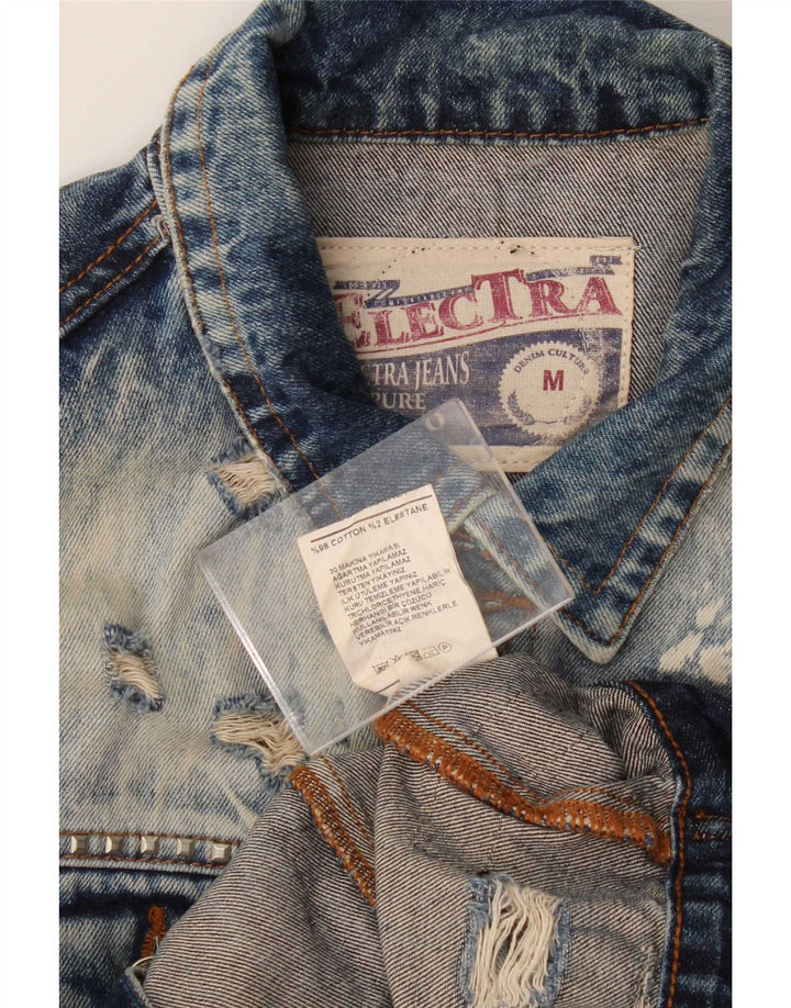 Giacca di jeans vintage invecchiata da uomo UK 38 cotone blu medio