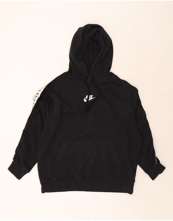 Felpa con cappuccio oversize grafica Nike da donna UK 16 Large Black Colourblock