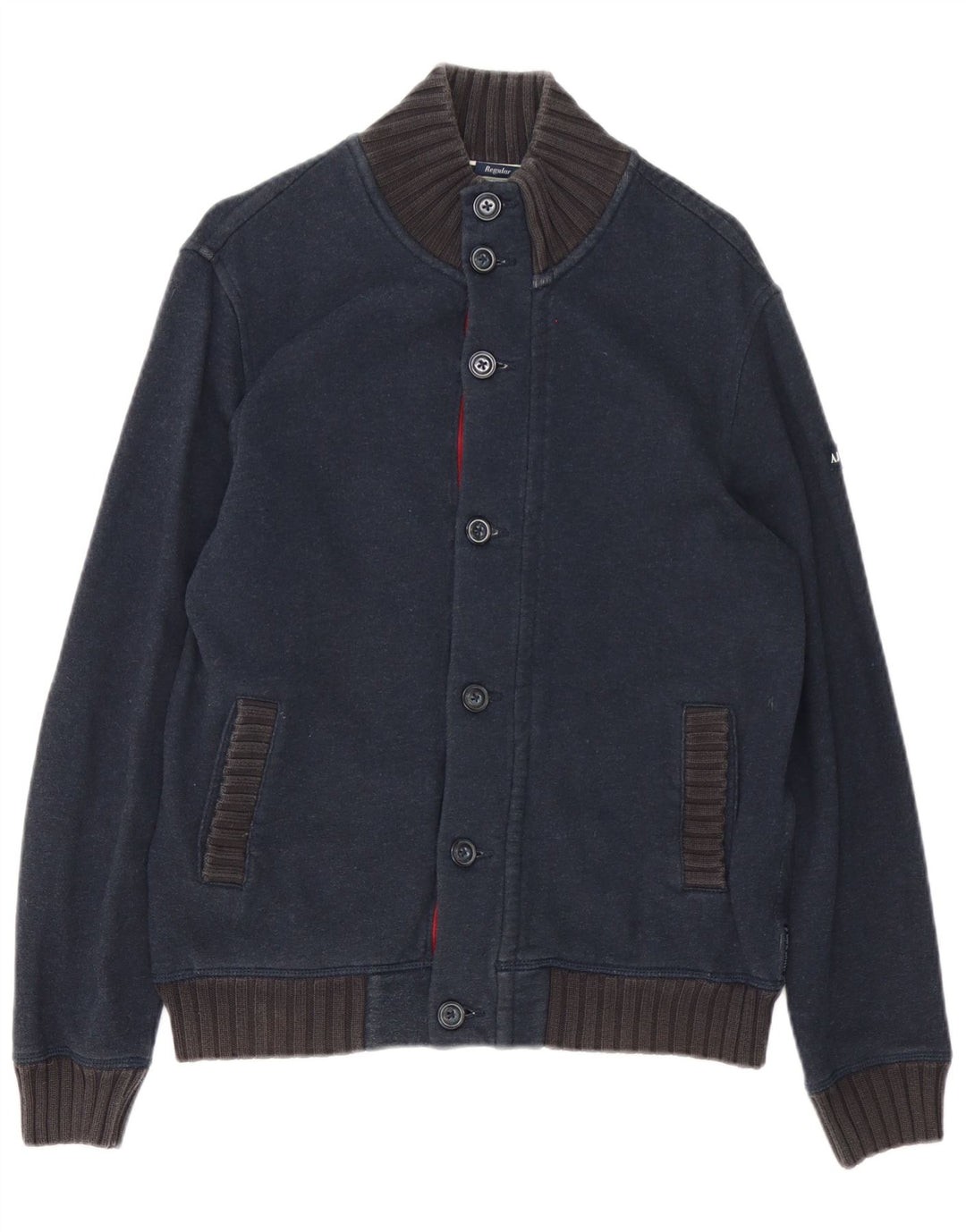 Armani Jeans Uomo Cardigan Maglione Grande Cotone Blu Navy