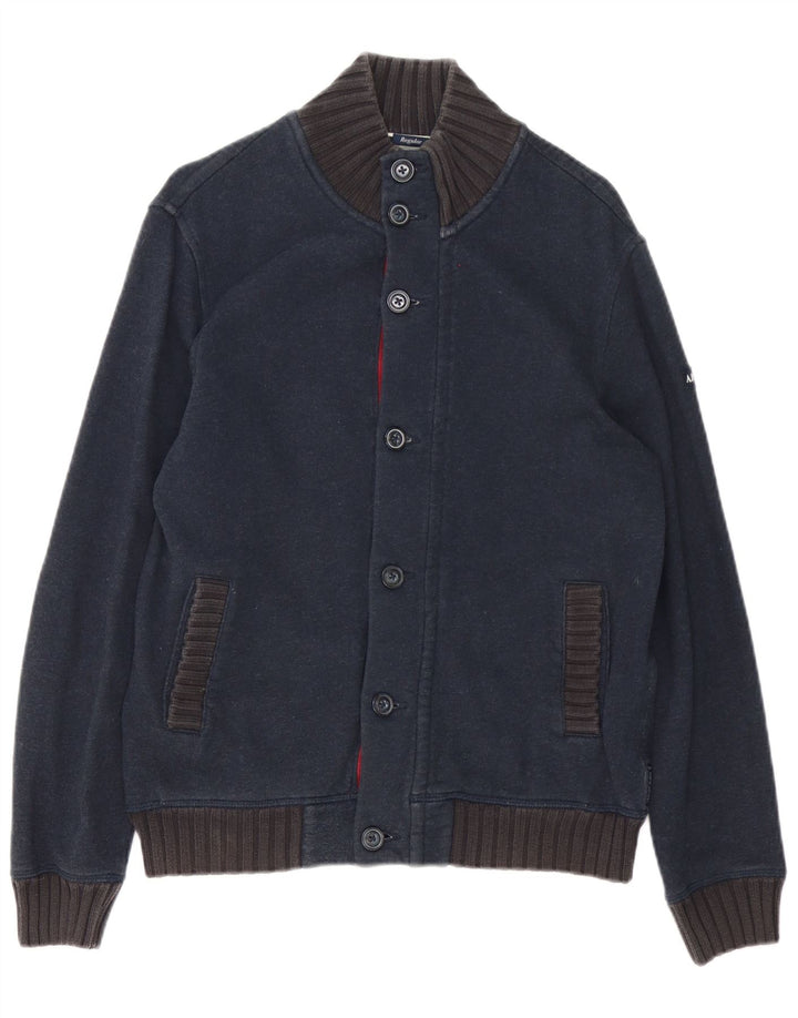 Armani Jeans Uomo Cardigan Maglione Grande Cotone Blu Navy