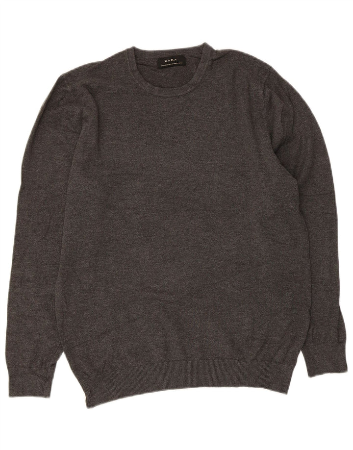Maglione maglione girocollo da donna Zara UK 10 piccolo grigio