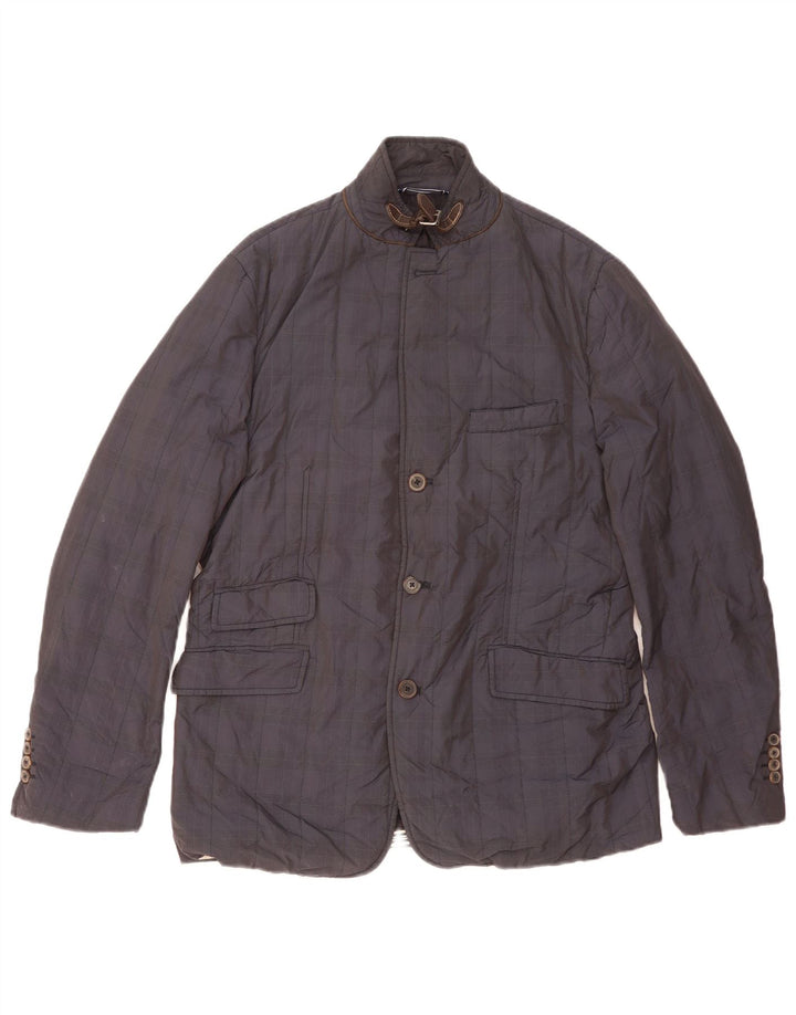 Giacca utility da uomo Massimo Dutti UK 40 Acetato a quadri blu navy grande