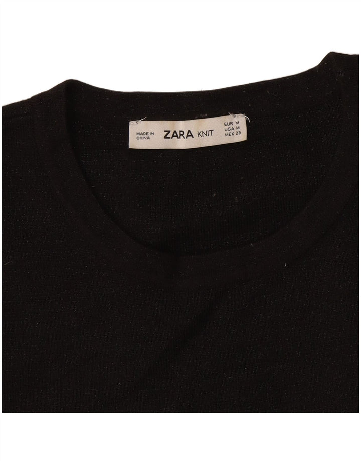 T-shirt corta da donna Zara UK 12 media nera