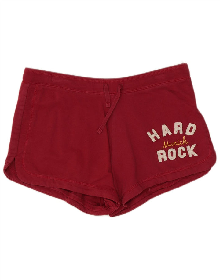 HARD ROCK CAFE Pantaloncini sportivi grafici da donna di Monaco UK 14 Cotone rosso medio