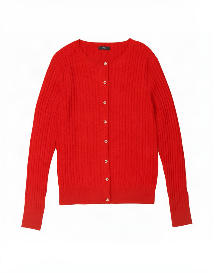 Maglione cardigan da donna M&Co UK 14 Acrilico rosso medio