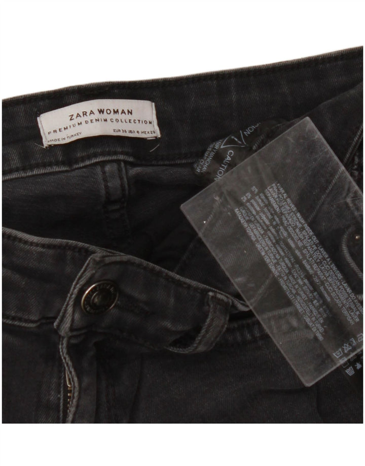 ZARA Womens Flared Jeans EU 36 XS W28 L32 Black Cotton