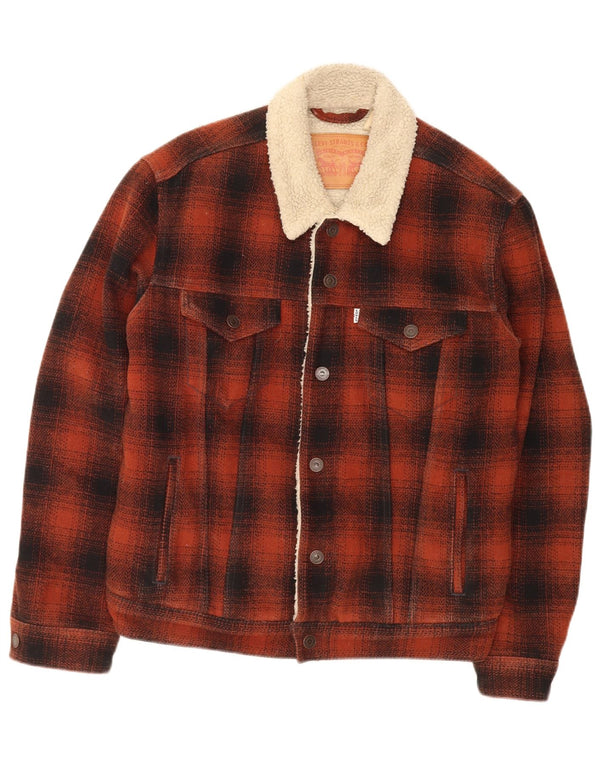 Giacca Sherpa da uomo Levi's UK 38 Poliestere medio a quadri rossi
