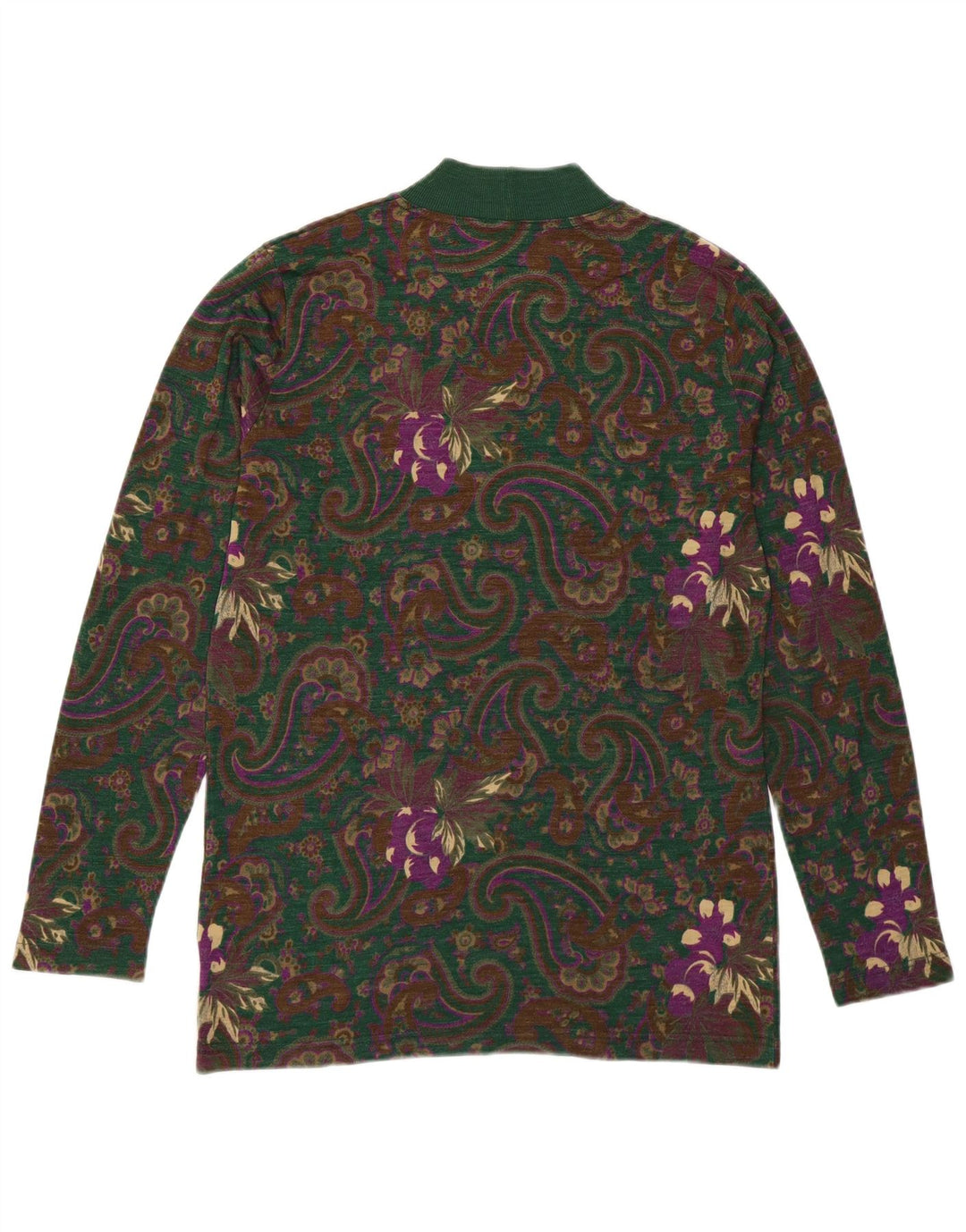 Maglione maglione collo alto da donna Andrea Mare UK 14 Paisley verde medio