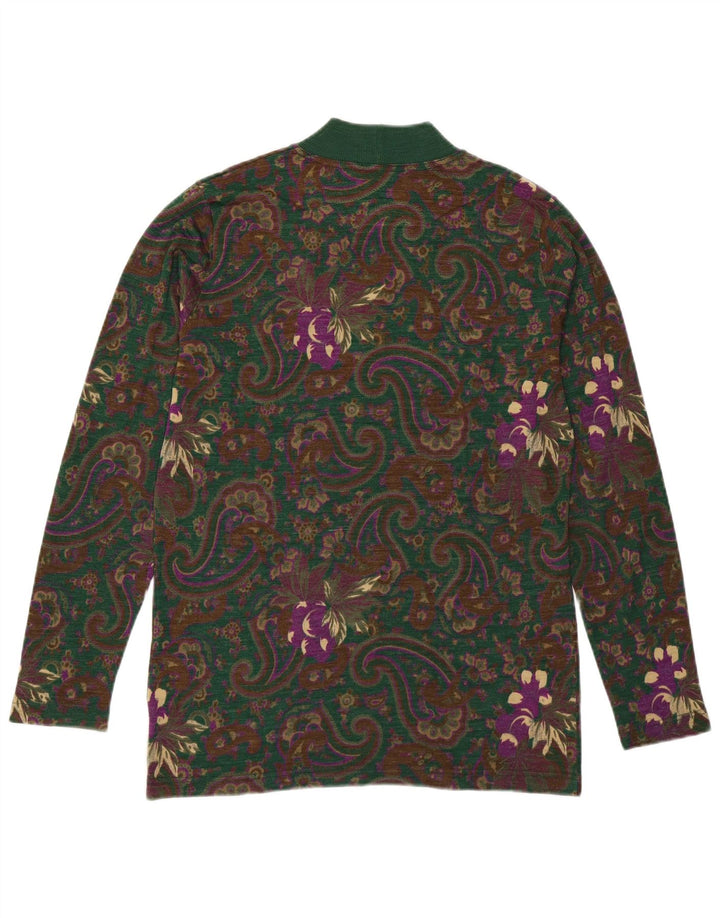 Maglione maglione collo alto da donna Andrea Mare UK 14 Paisley verde medio