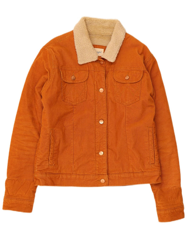 Giacca da donna in velluto a coste Sherpa Wrangler UK 14 grande cotone arancione