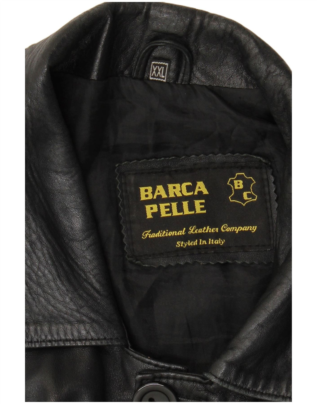 Giacca in pelle da uomo VINTAGE UK 44 2XL Pelle nera