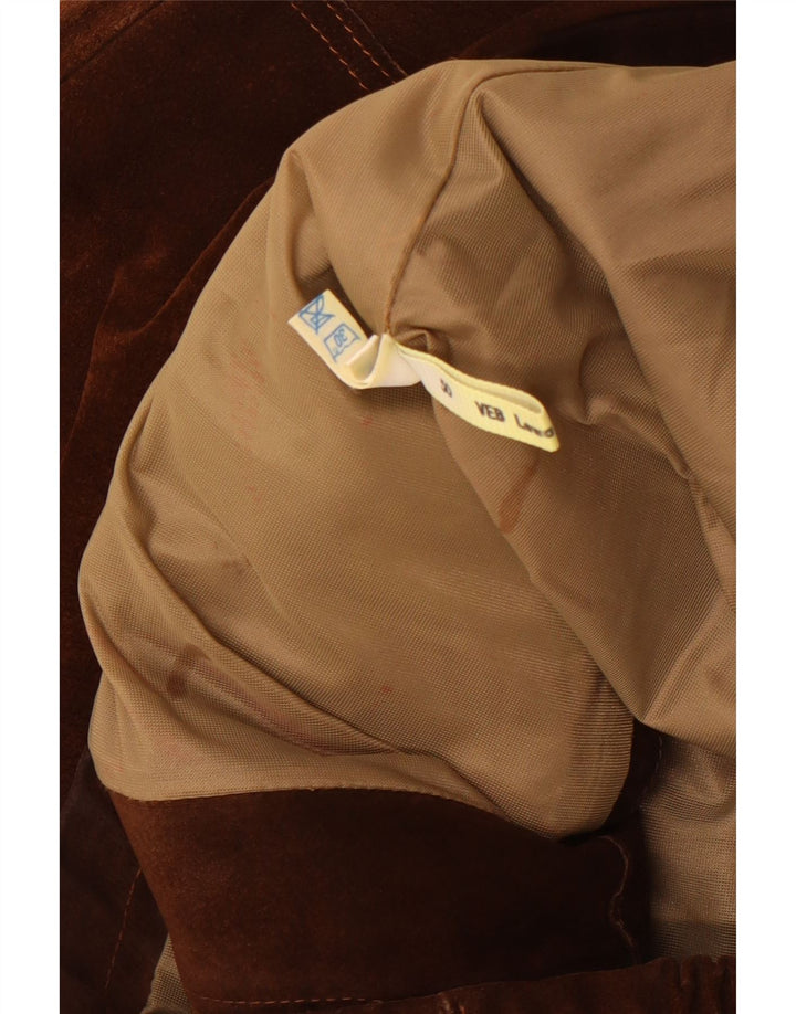 Giacca vintage in pelle scamosciata da uomo IT 50 grande marrone