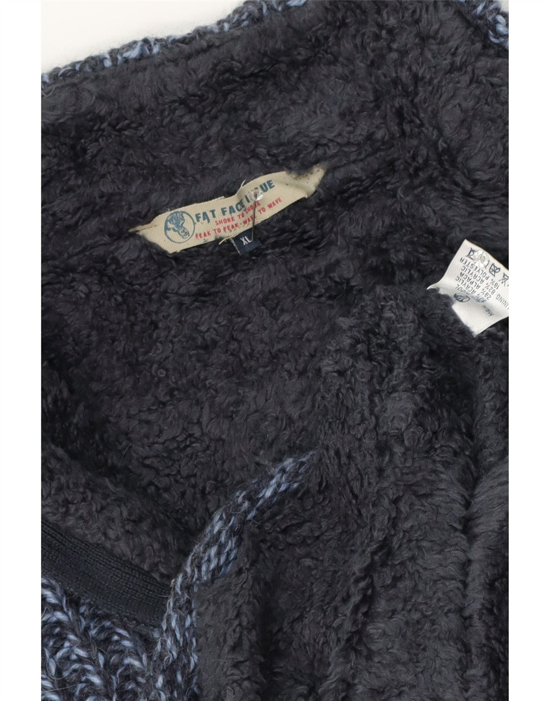 Maglione da uomo con collo con zip Fat Face XL in lana screziata blu navy