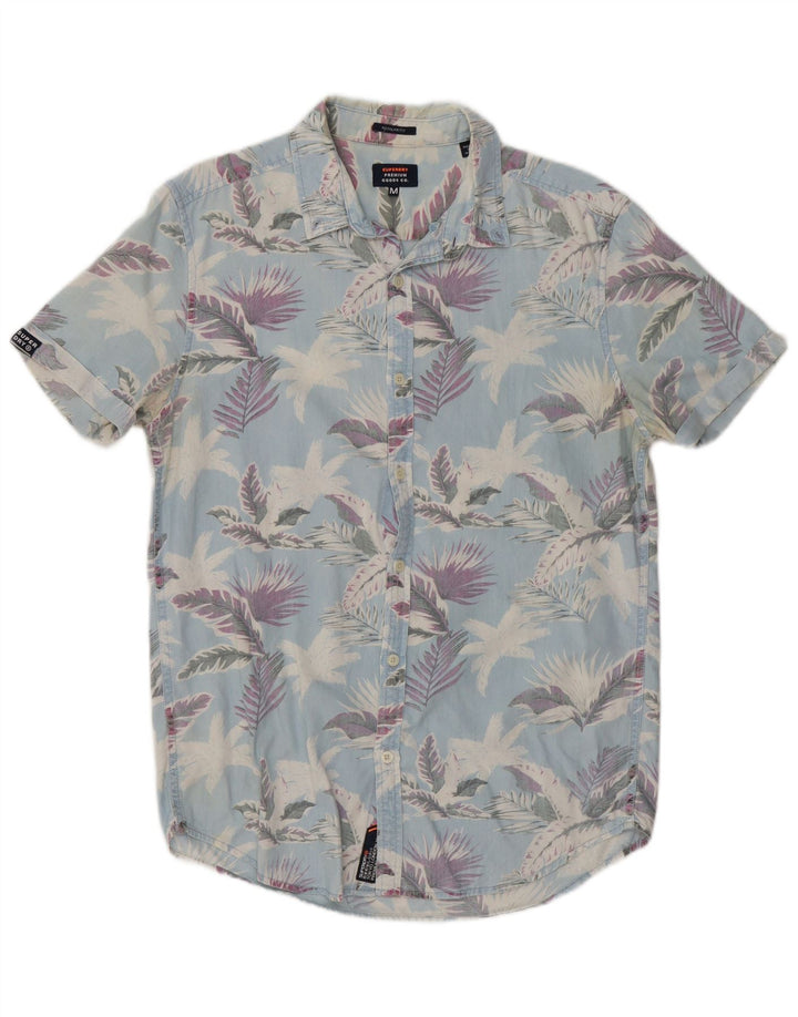 Camicia da uomo a maniche corte Regular Fit Superdry in cotone floreale blu medio