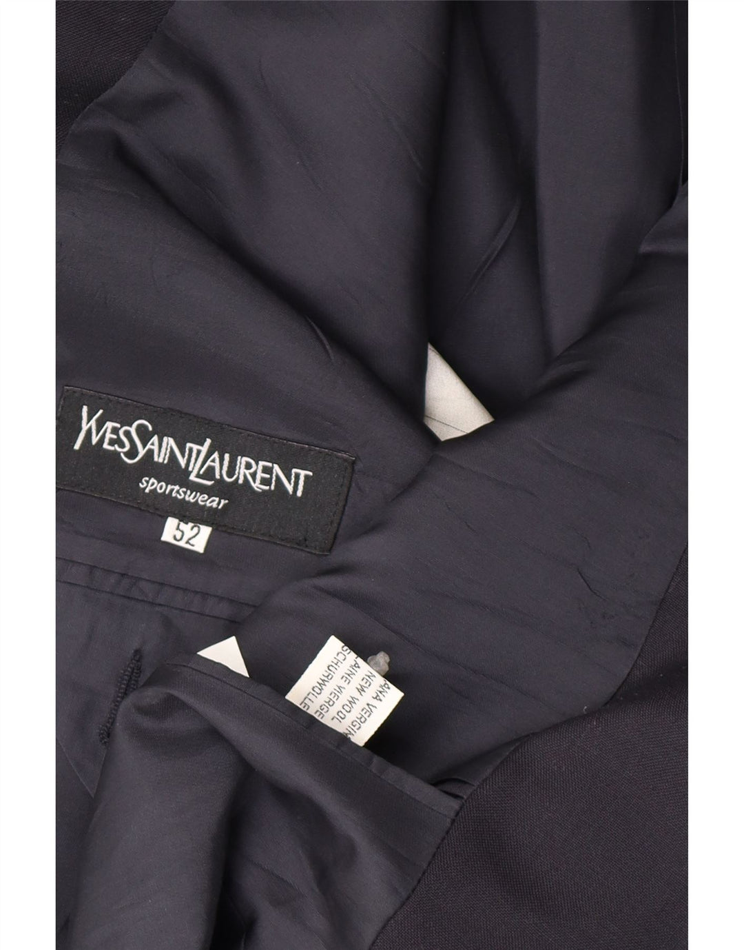 Giacca blazer da uomo a 2 bottoni Yves Saint Laurent IT 52 XL Blu navy in lana vergine