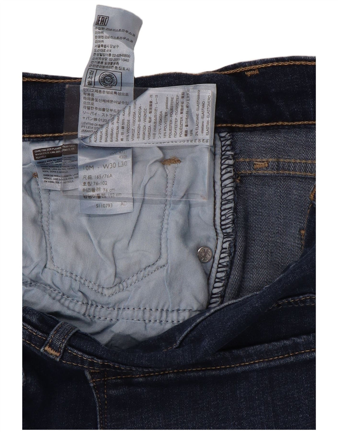 LEVI'S Jeans dritti da donna vestibilità classica US 10 Large W30 L30 cotone blu