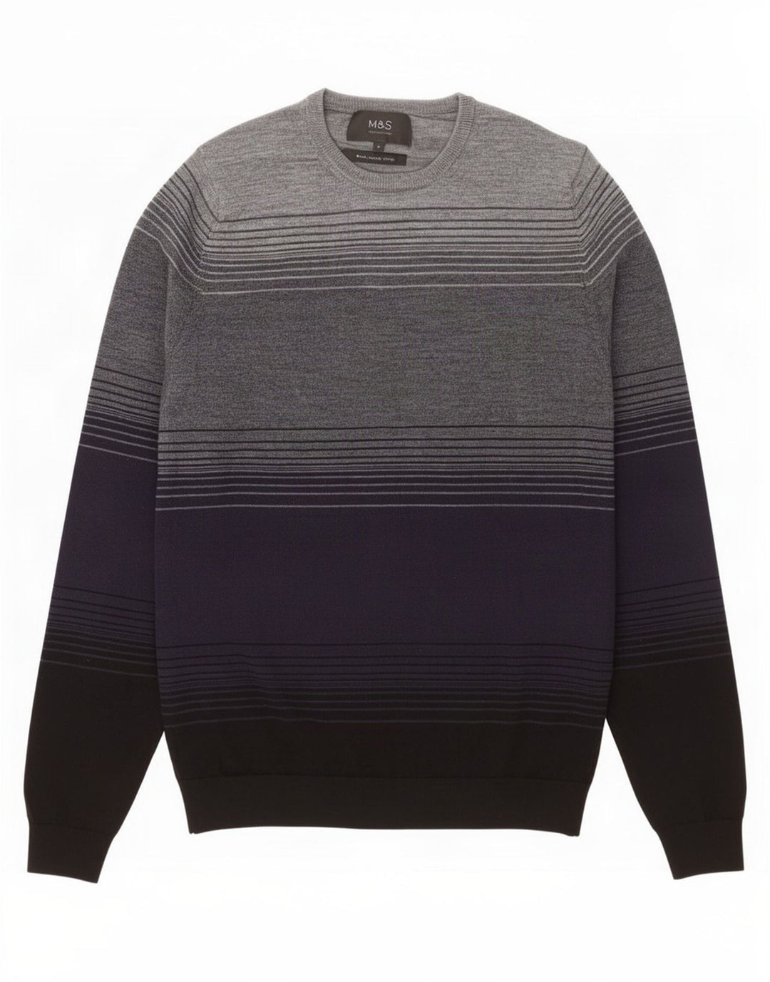 Maglione maglione girocollo da uomo Marks & Spencer color block medio blu navy