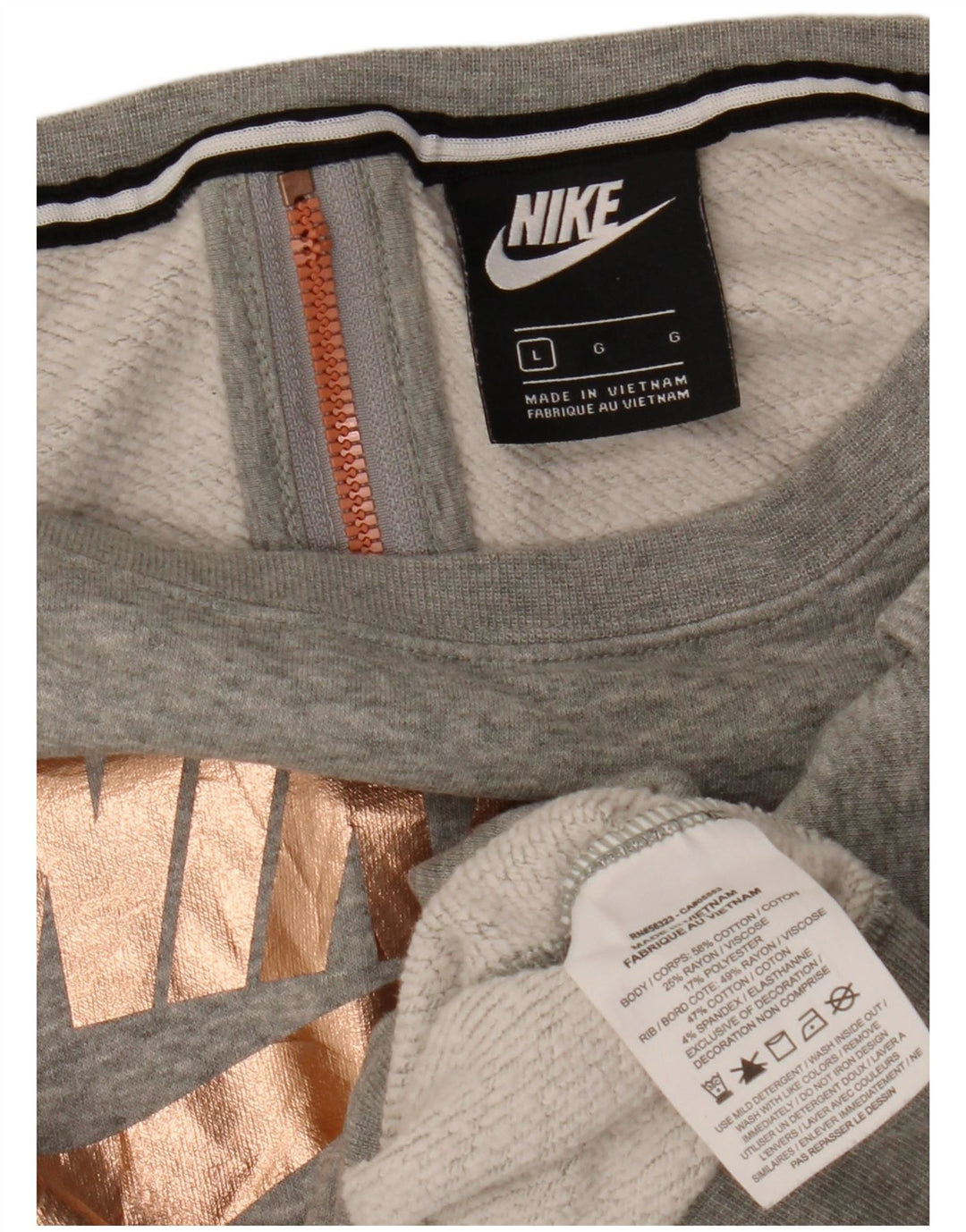 Felpa oversize con grafica corta Nike da donna UK 16 grande grigio