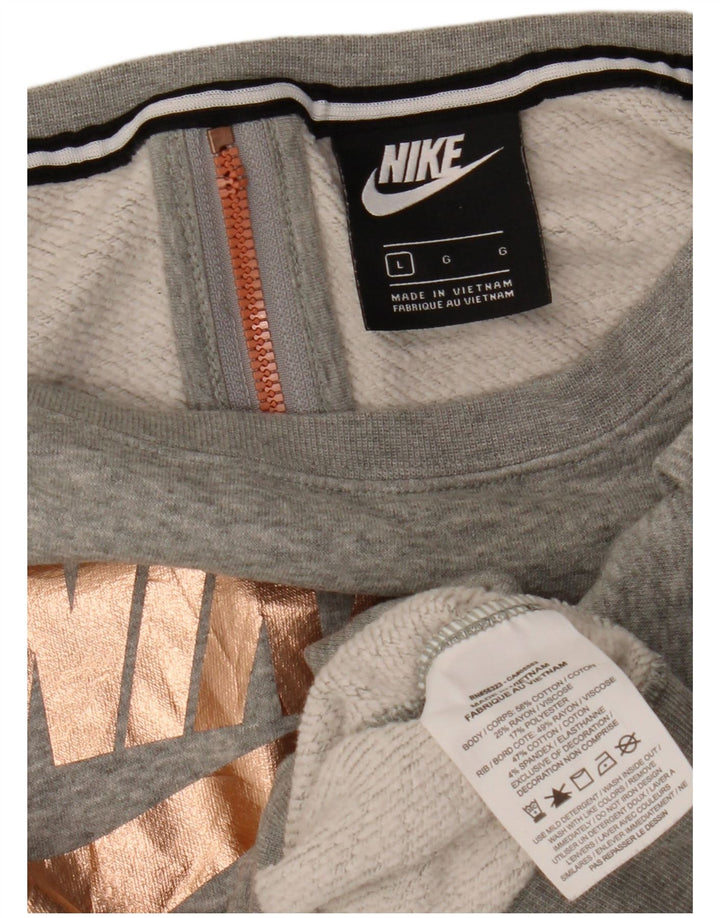 Felpa oversize con grafica corta Nike da donna UK 16 grande grigio
