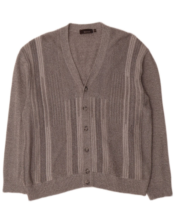 Maglione cardigan da uomo Senator IT 52 cotone a righe grandi grigie