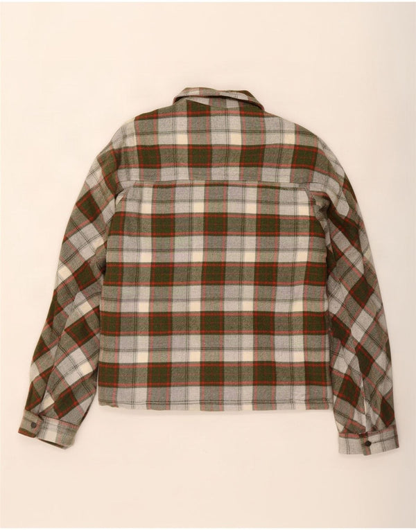 Vintage Mens Flannel Shirt Medium Khaki Check