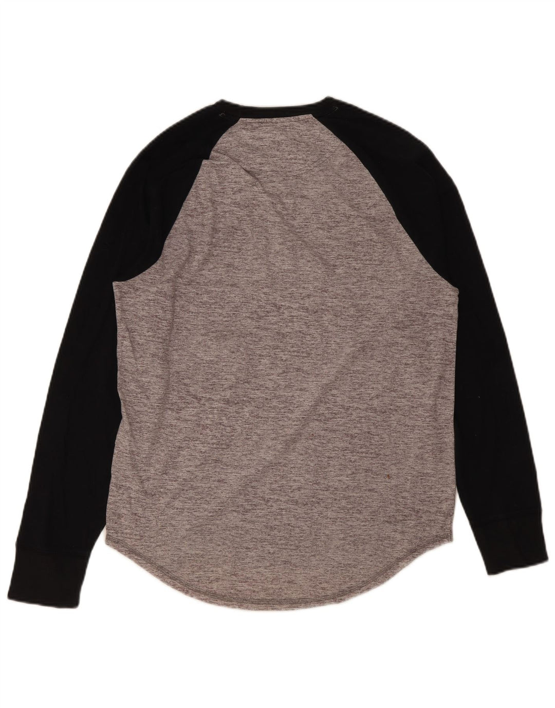 Top grafico da uomo Hollister a maniche lunghe in cotone color block grigio medio