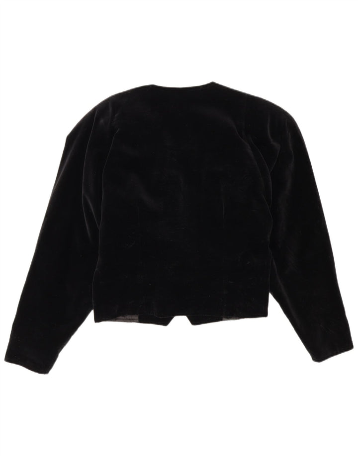 Giacca bolero vintage da donna doppio petto in velluto IT 42 media nera