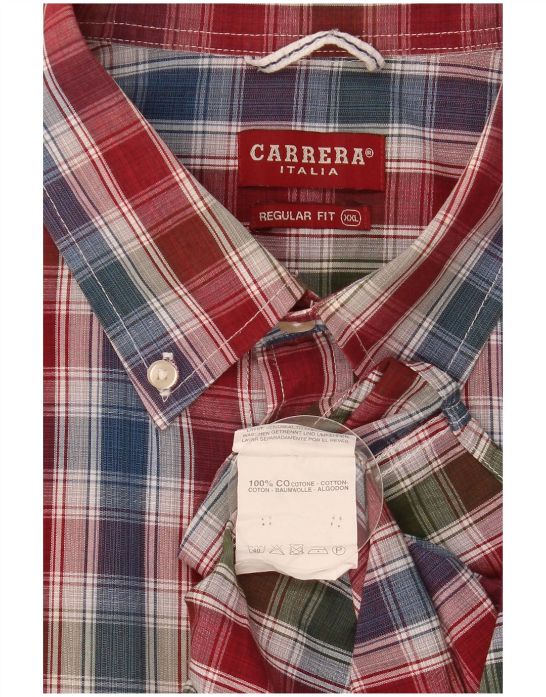 Camicia Carrera da uomo a maniche corte vestibilità regolare 2XL cotone a quadri multicolore