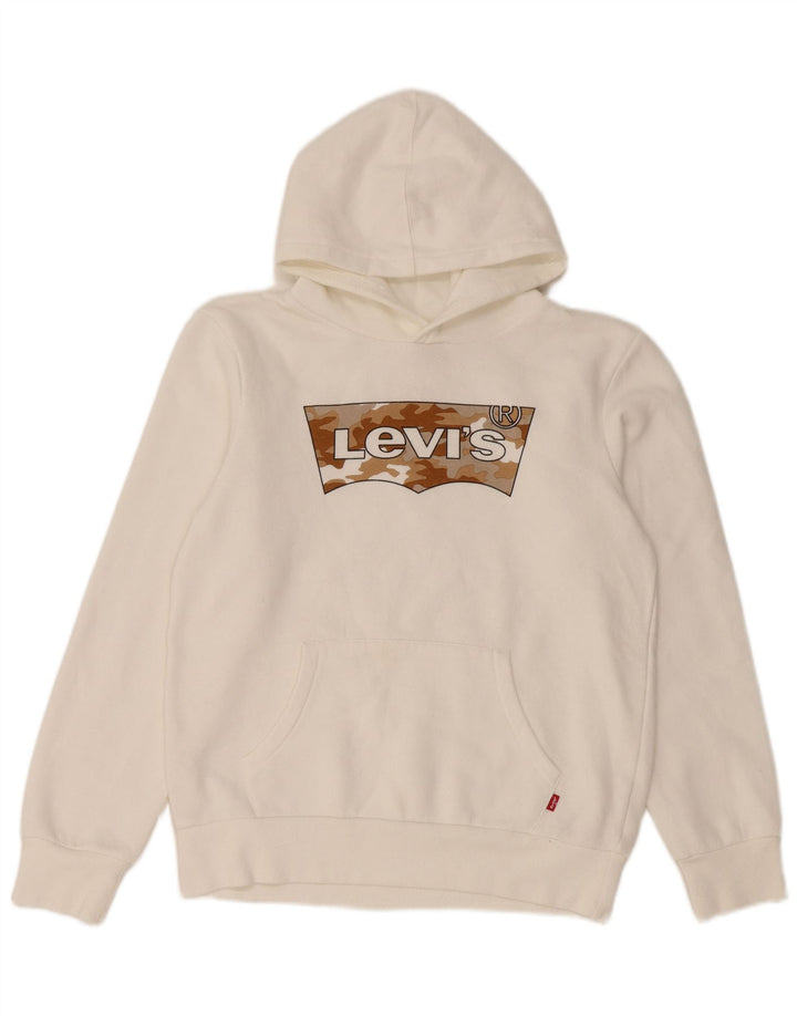 Maglione con cappuccio grafico LEVI'S per ragazzi 13-14 anni in cotone bianco