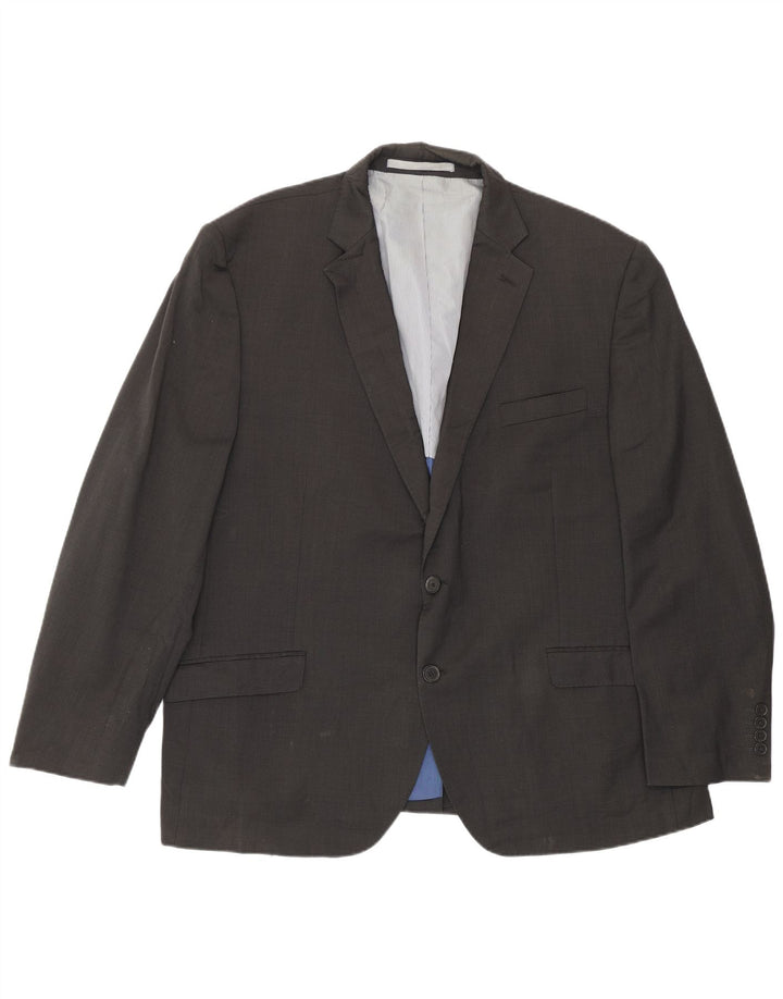 Giacca blazer da uomo Marks & Spencer vestibilità regolare a 2 bottoni UK 46 XL lana grigia