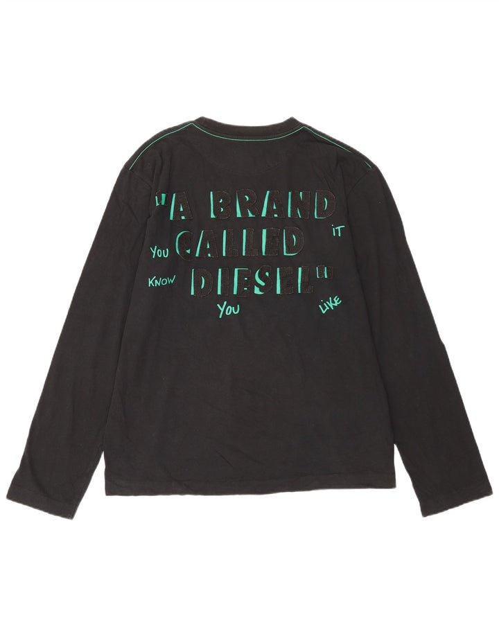 Diesel Top grafico da uomo a maniche lunghe XL in cotone nero
