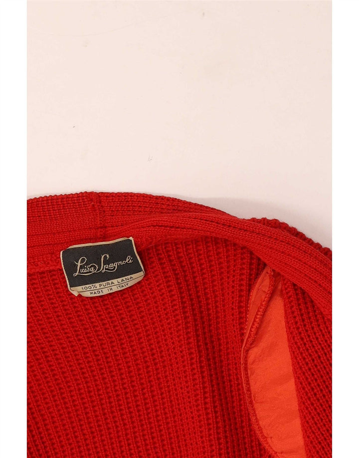 Luisa Spagnoli maglione cardigan aperto da donna UK 16 grande lana rossa