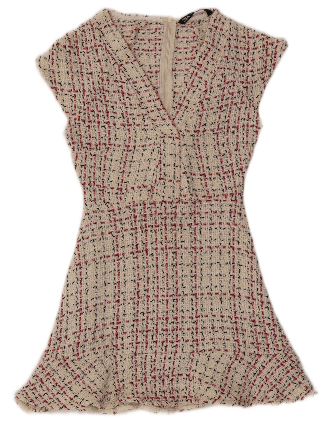 Abito a trapezio da donna Zara UK 8 piccoli quadri beige
