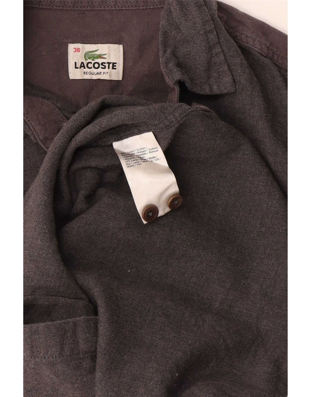 Camicia da uomo Lacoste taglia 38 piccola in cotone grigio