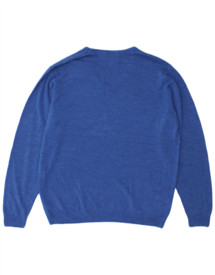 Maglione maglione con scollo a V da uomo Marks & Spencer XL blu acrilico