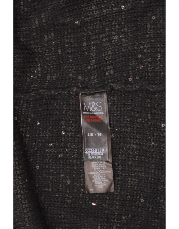 Maglione cardigan da donna Marks & Spencer UK 14 Grande poliestere screziato nero