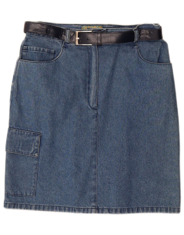 Gonna cargo denim vintage da donna IT 42 media W28 cotone blu