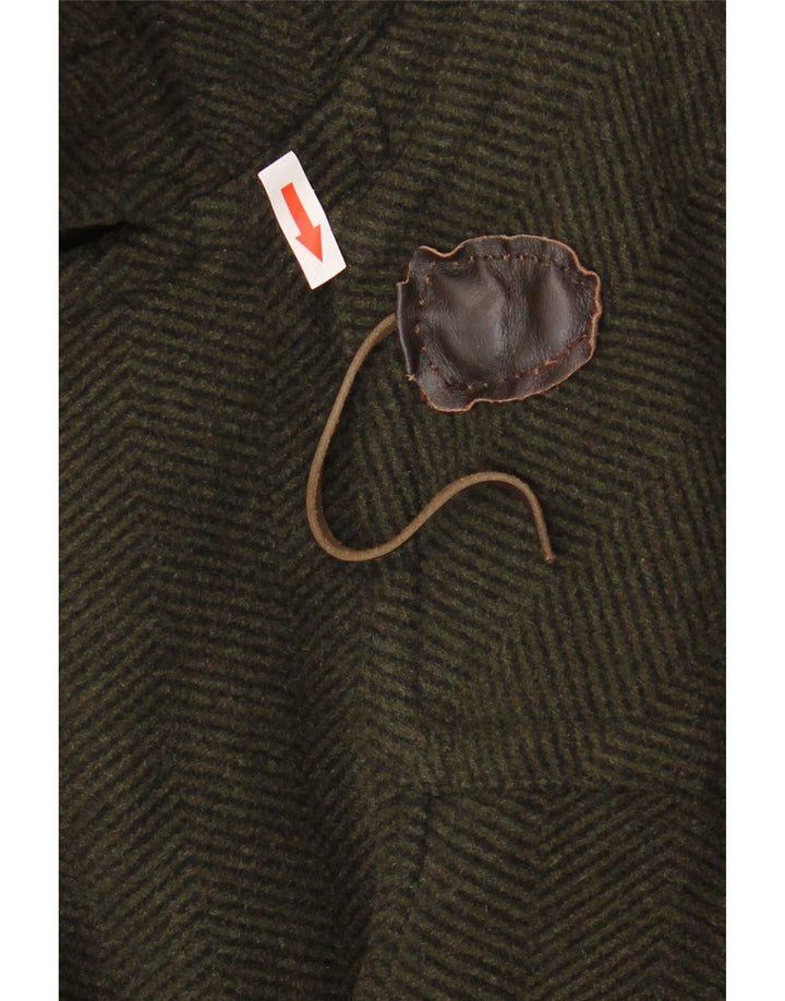Montgomery con cappuccio da uomo vintage UK 38 lana kaki media