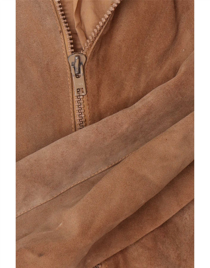Giubbotto bomber in pelle scamosciata vintage da uomo UK 38 Beige medio