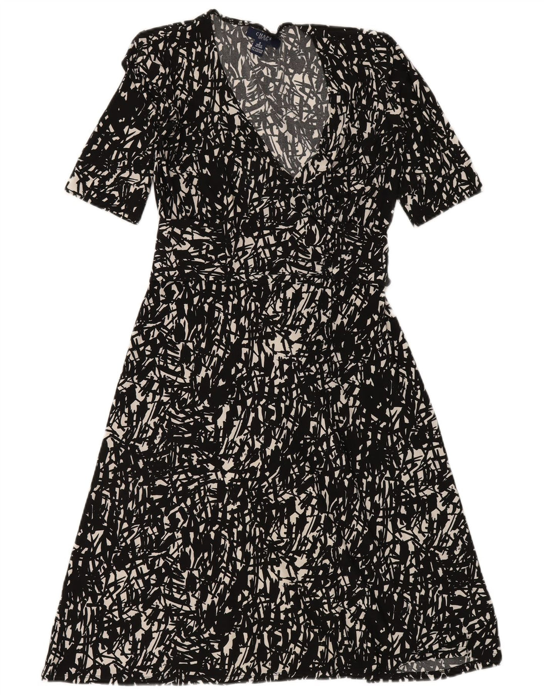 Abito lungo da donna CHAPS UK 10 Piccolo poliestere geometrico nero