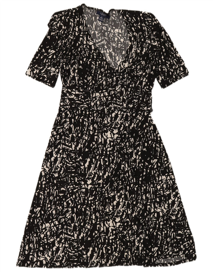 Abito lungo da donna CHAPS UK 10 Piccolo poliestere geometrico nero