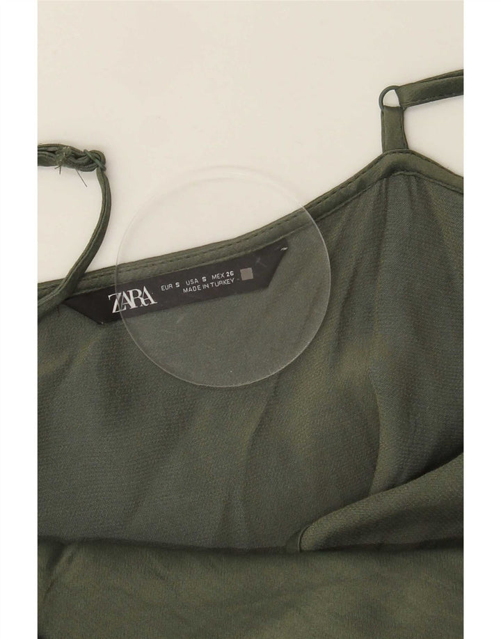 Zara Canottiera corta da donna UK 10 Small Verde
