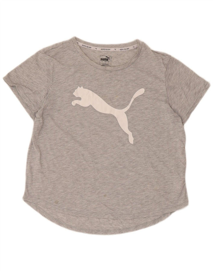 T-shirt grafica da donna Puma UK 14 grande poliestere chiazzato grigio